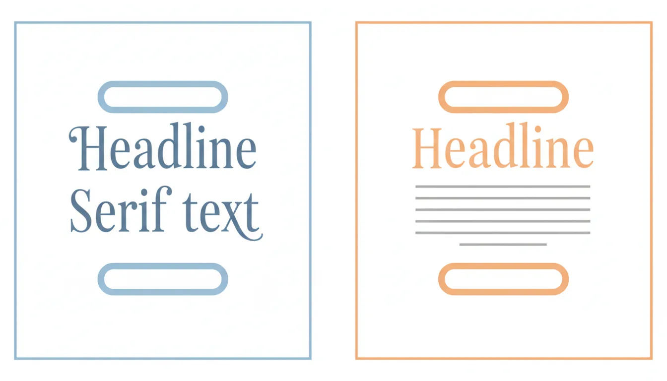A comparison of serif and sans-serif fonts on a clean white background, with labels indicating usage for headlines and b